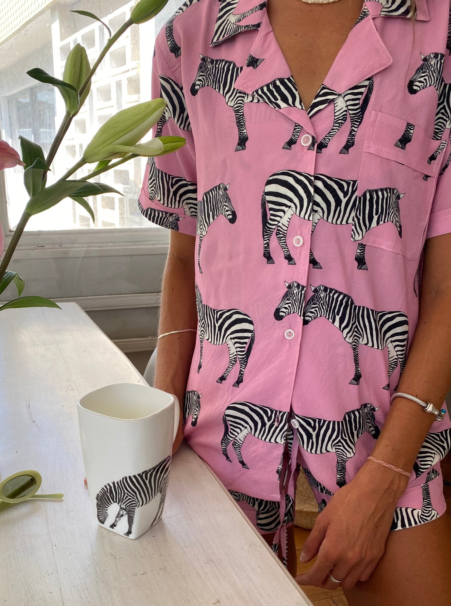 Pijama corto Rosa